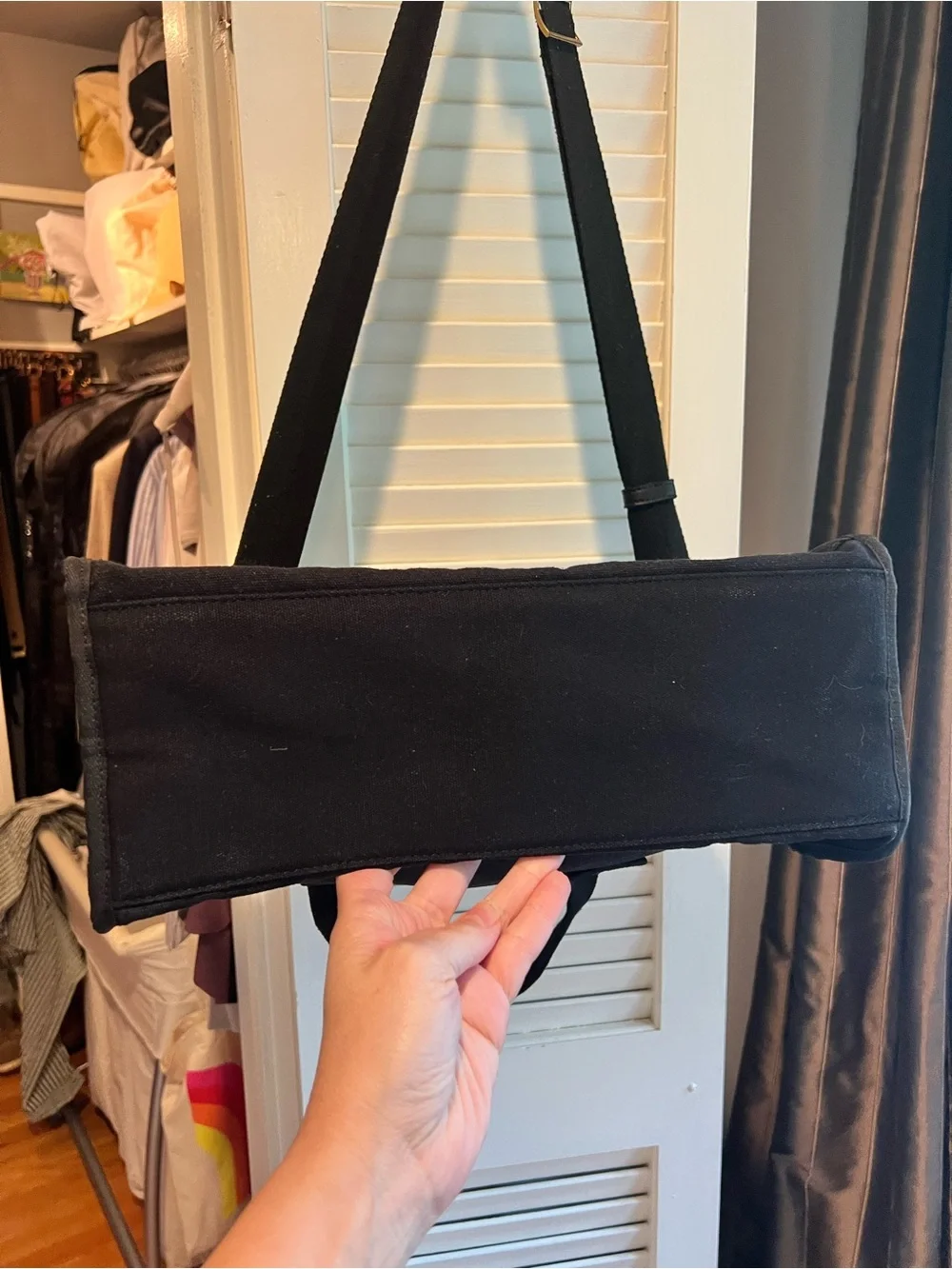 margot New York Black Canvas Utility Tote with Pockets